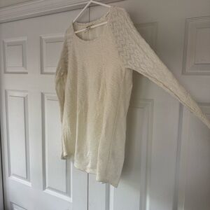 Anthropologie One September Cream Knit Long Sleeve Sweater Blouse